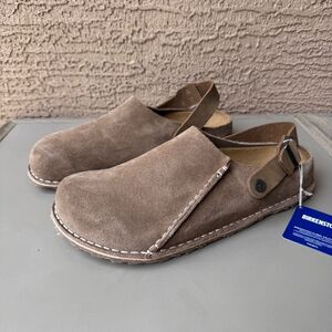 Birkenstock Lutry Clog Mens 45EU or 12US Taupe Suede Slide Mule Slingback